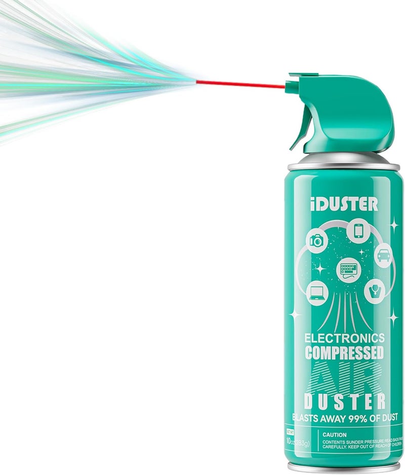 iDuster Compressed Air Duster Can for Electronics - 10oz Disposable Keyboard Cleaner Air Spray for Computer Cleaning - Image 1